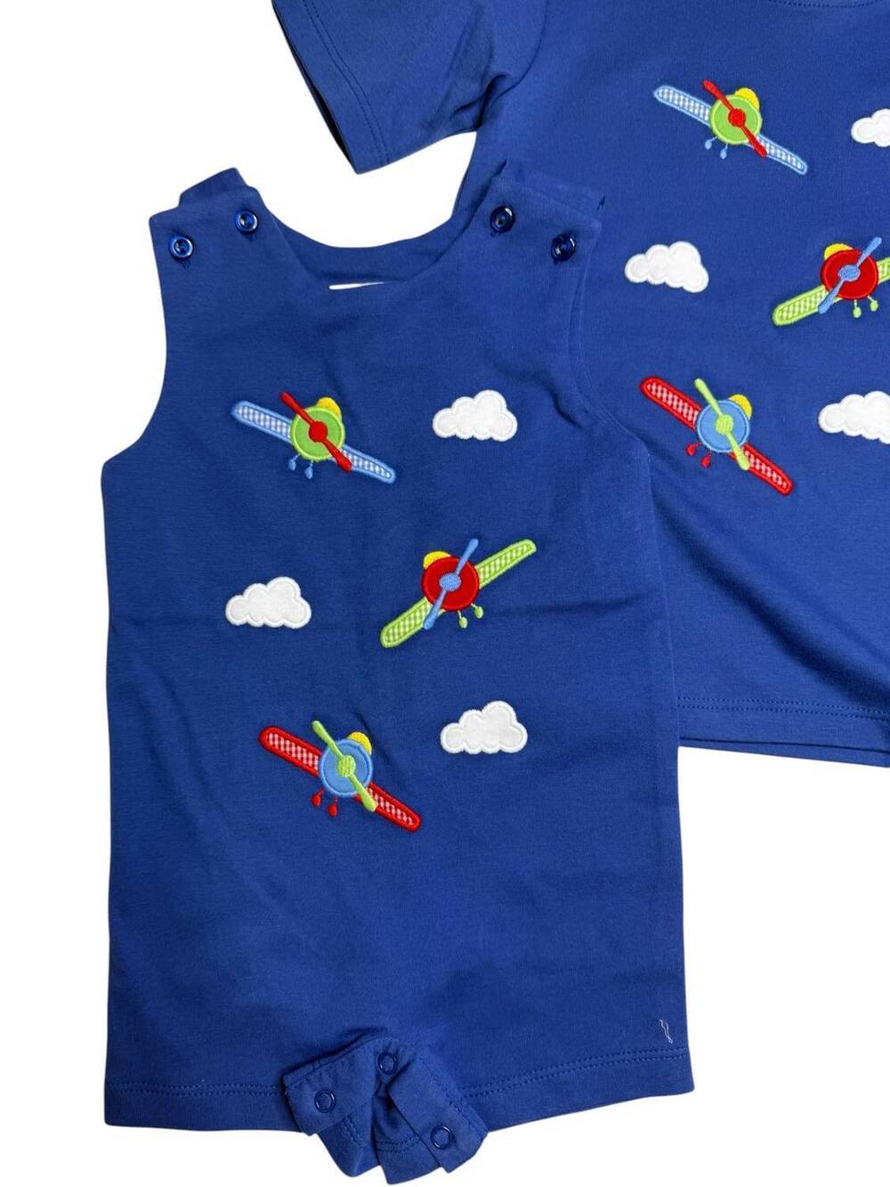 NEW ZUCCINI KIDS boy's airplane ashton longall romper in blue